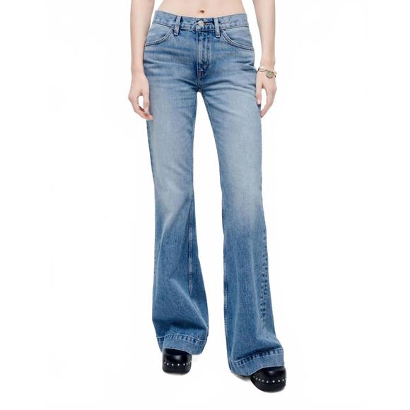 NEW RE/DONE 70s low rise bell bottom jeans in lake blue - Picture 1 of 4